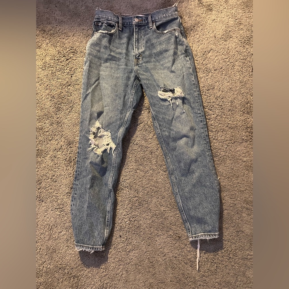 Ripped High Rise Mom Jeans
